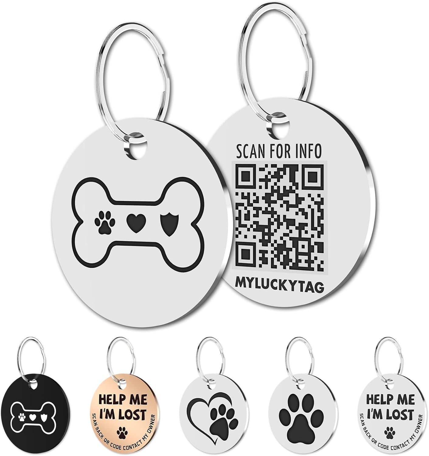 Stainless Steel QR Code Pet ID 