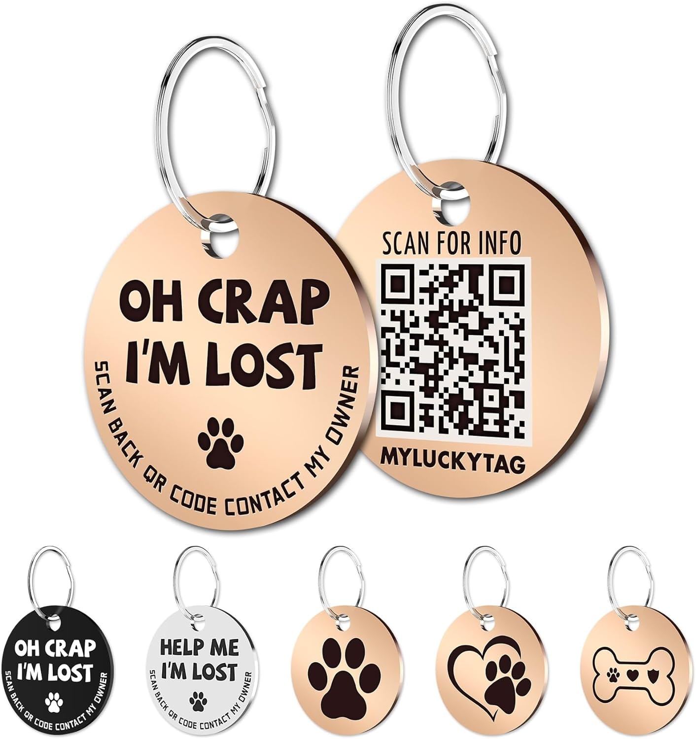 Stainless Steel QR Code Pet ID 