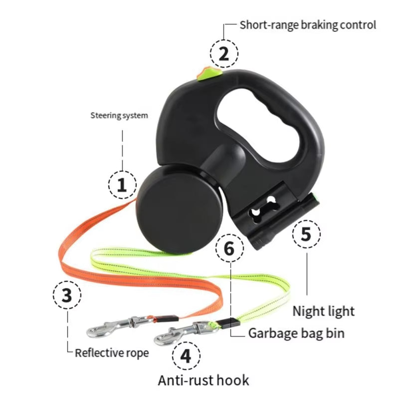 Self-Retracting Leash with LED Lights 