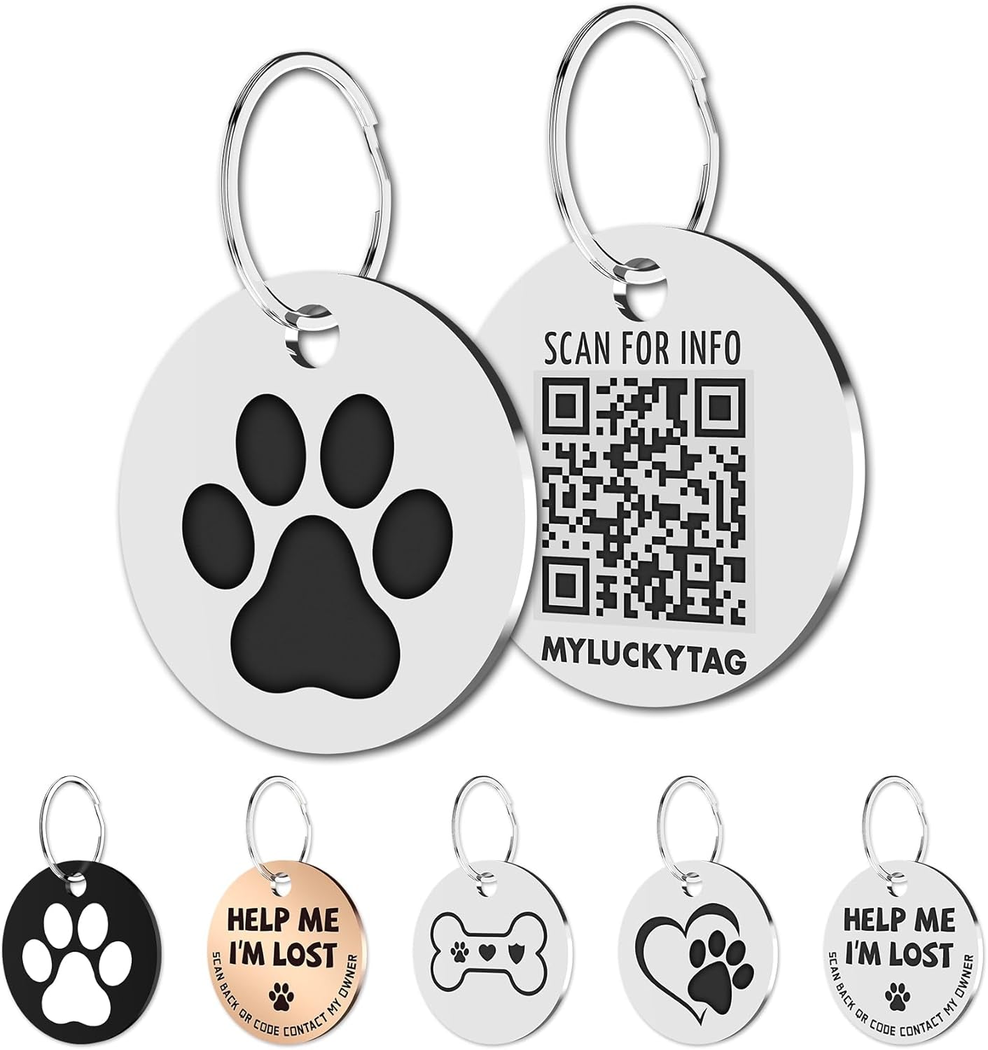 Stainless Steel QR Code Pet ID 