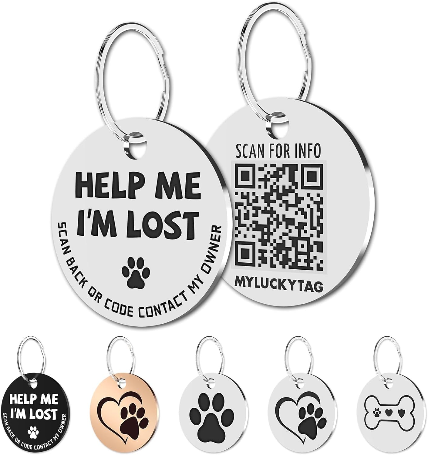 Stainless Steel QR Code Pet ID 