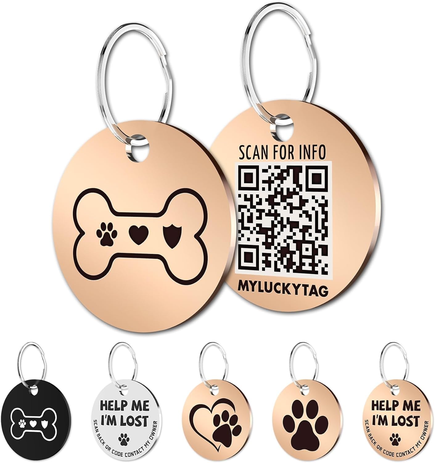 Stainless Steel QR Code Pet ID 