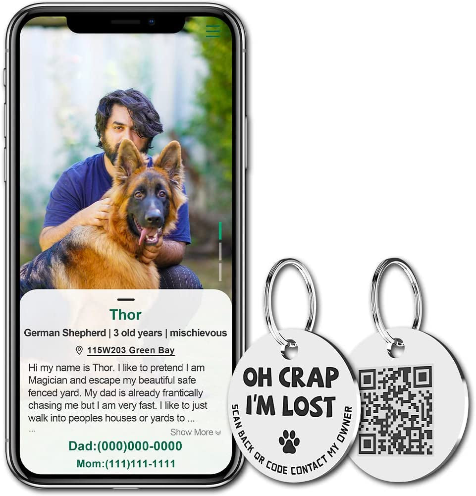 Stainless Steel QR Code Pet ID 