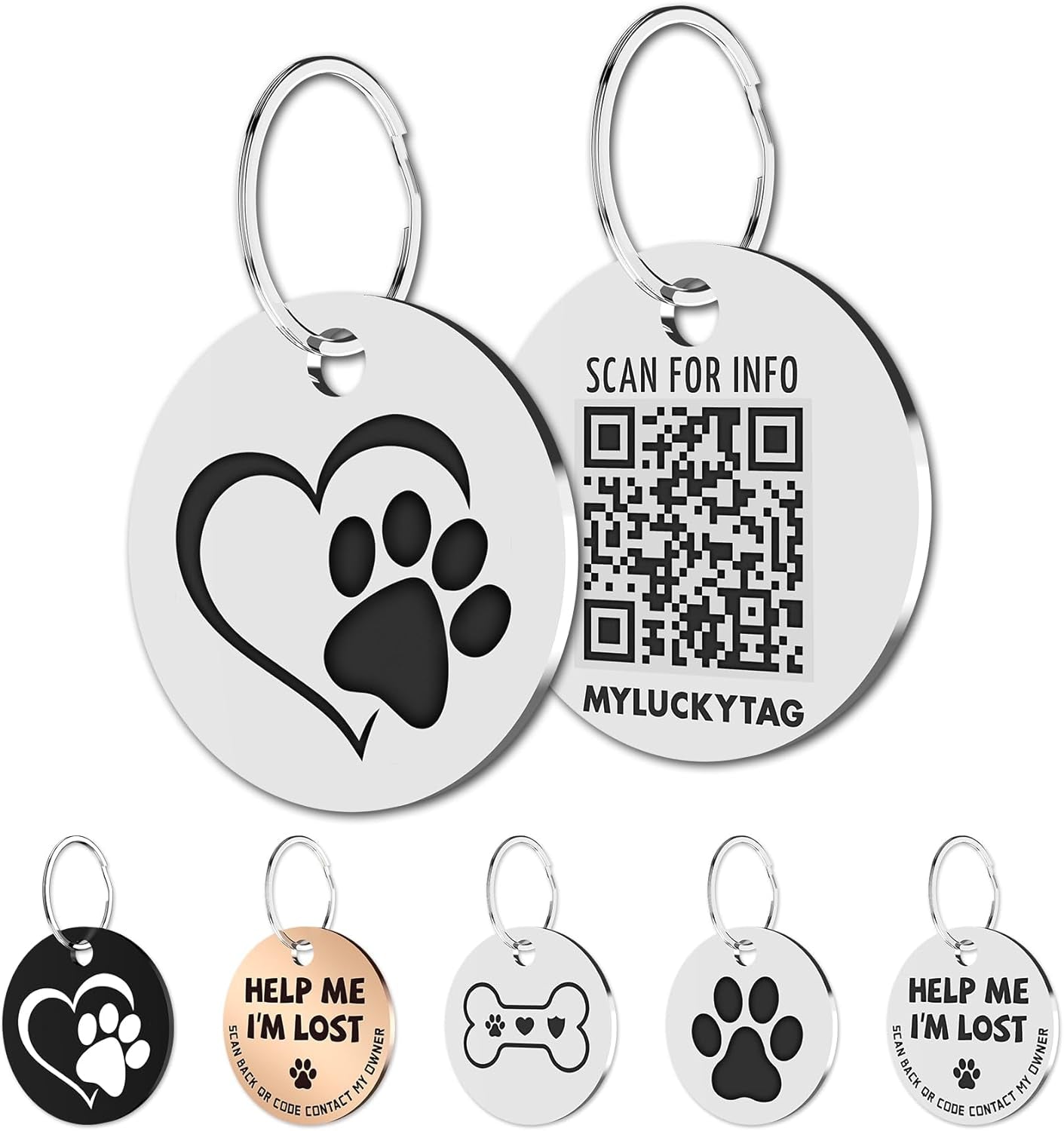 Stainless Steel QR Code Pet ID 