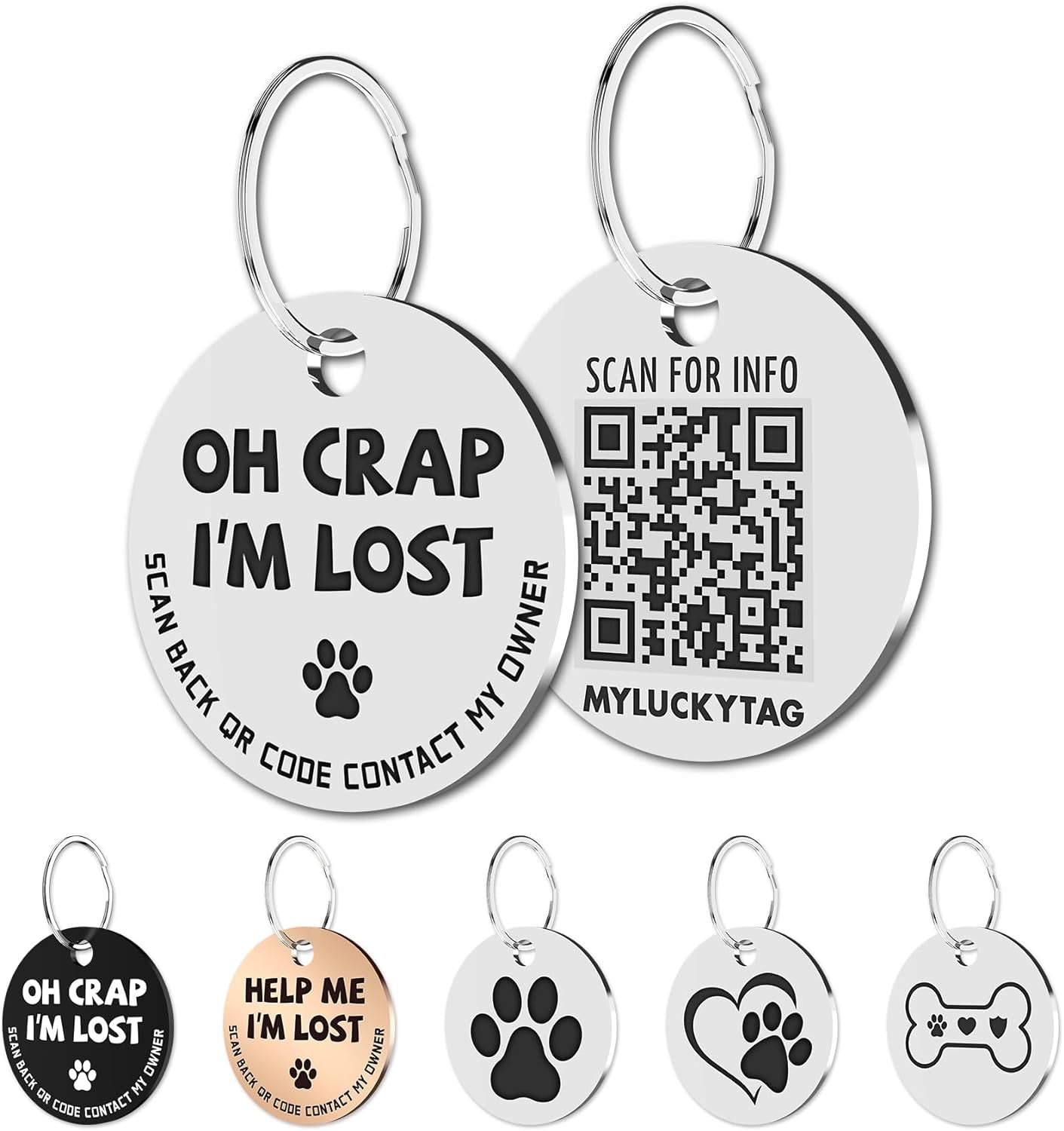 Stainless Steel QR Code Pet ID 